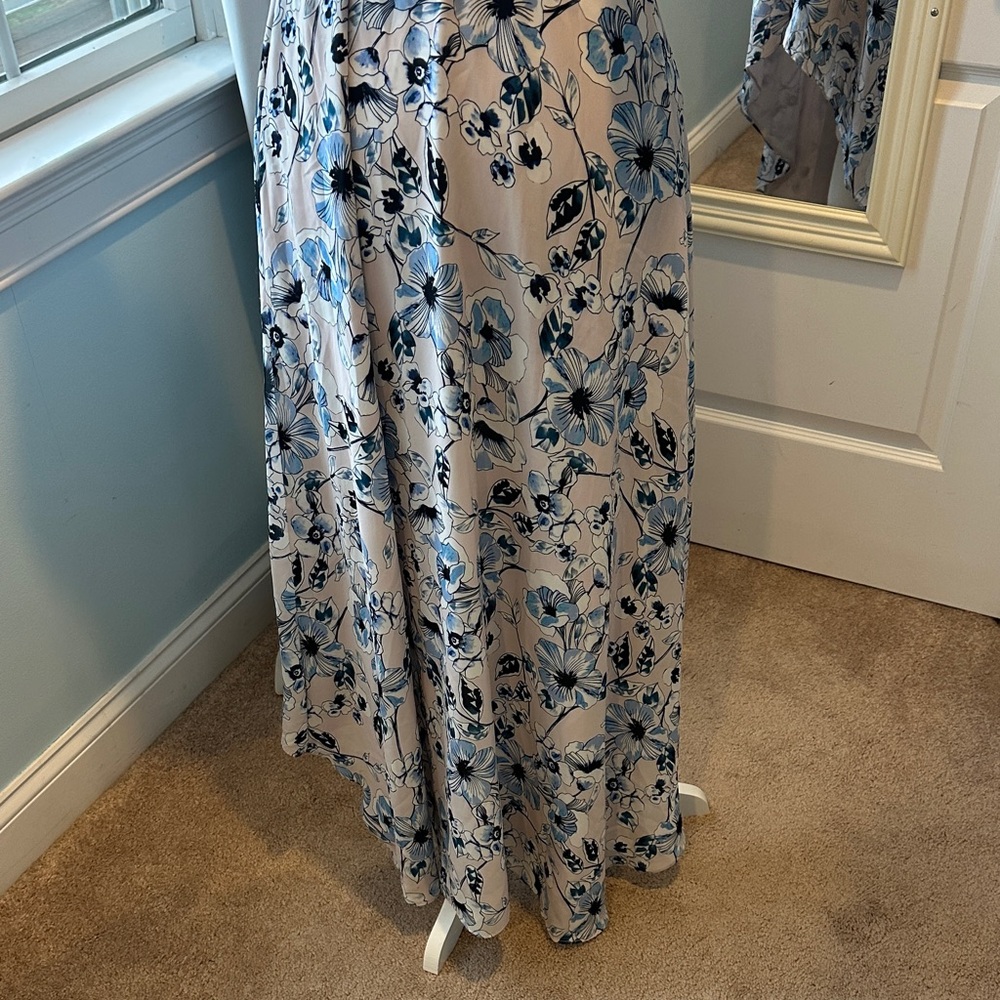 Parker Blue and White Floral High Low Dress - Picture 4 of 6